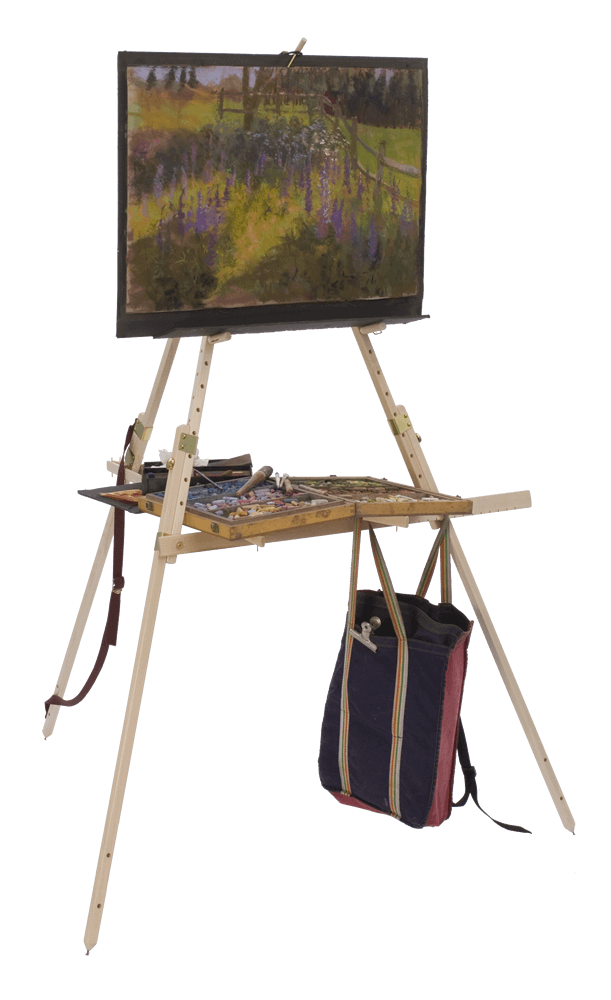While compact and lightweight, Take It Easel accommodates artwork as small as 4”x6”, as large as 50” tall, and even wider; for the intrepid artist.