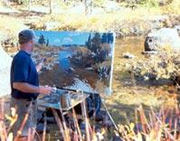 Scott Christensen painting a massive oil painting en plain air on his Take It Easel.  Scott Christensen prefers the Take It Easel when painting large.